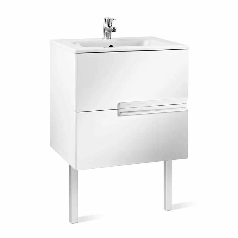Roca Victoria-N 2 Drawer Vanity Unit & Basin 600mm - Gloss White - 855834806 3 Roca Victoria-N 2 Drawer Vanity Unit & Basin 600mm - Gloss White - 855834806 - Image 3