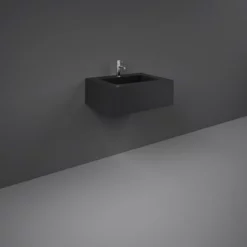 RAK Ceramics Precious 600mm Wall Mounted Counter Wash Basin With 0th In Uni Dark Black - PRECT06347105A0