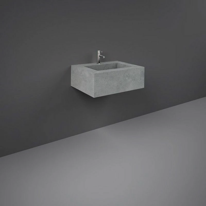 RAK Ceramics Precious 600mm Wall Mounted Counter Wash Basin With 1th In Surface XL Cool Grey - PRECT06347103A 1 RAK Ceramics Precious 600mm Wall Mounted Counter Wash Basin With 1th In Surface XL Cool Grey - PRECT06347103A