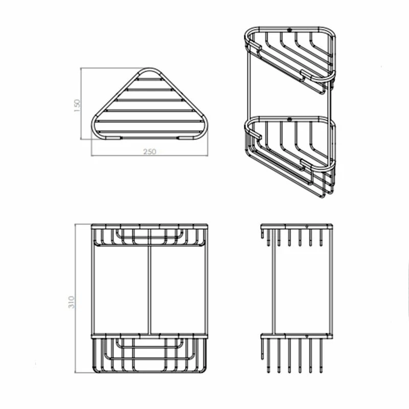 Miller Classic Large Two Tier Corner Basket Chrome - 655C 2 Miller Classic Large Two Tier Corner Basket Chrome - 655C - Image 2