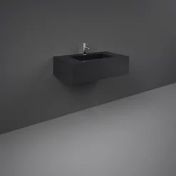 RAK Ceramics Precious 800mm Wall Mounted Counter Wash Basin With 0th In Uni Dark Black - PRECT08347105A0