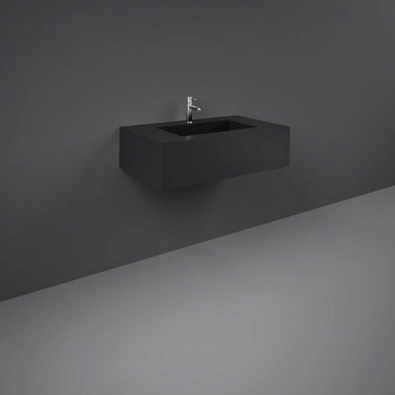 RAK Ceramics Precious 800mm Wall Mounted Counter Wash Basin With 0th In Uni Dark Black - PRECT08347105A0 1 RAK Ceramics Precious 800mm Wall Mounted Counter Wash Basin With 0th In Uni Dark Black - PRECT08347105A0