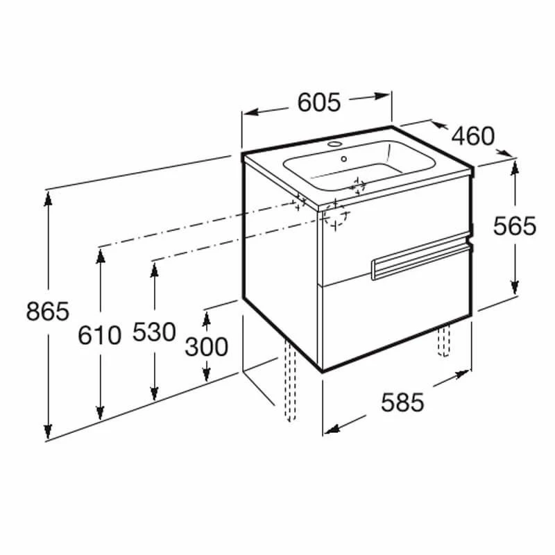 Roca Victoria-N 2 Drawer Vanity Unit & Basin 600mm - Anthracite Grey - 855834153 2 Roca Victoria-N 2 Drawer Vanity Unit & Basin 600mm - Anthracite Grey - 855834153 - Image 2