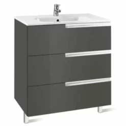 Roca Victoria-3 Drawer Vanity Unit & Basin 700mm - Gloss Grey - 855838153
