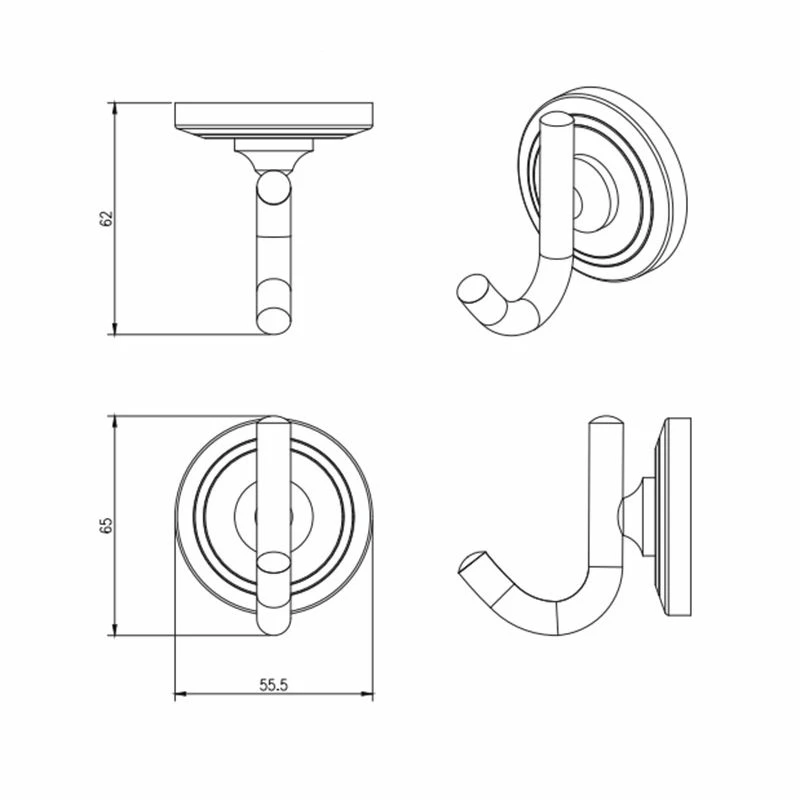 Miller Oslo Single Robe Hook Chrome - 8022C 2 Miller Oslo Single Robe Hook Chrome - 8022C - Image 2
