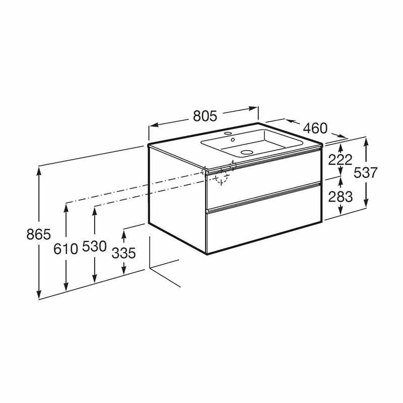 Roca The Gap Unik 2 Drawer Unit 800x460mm & Basin - Gloss White - 851480806 2 Roca The Gap Unik 2 Drawer Unit 800x460mm & Basin - Gloss White - 851480806 - Image 2