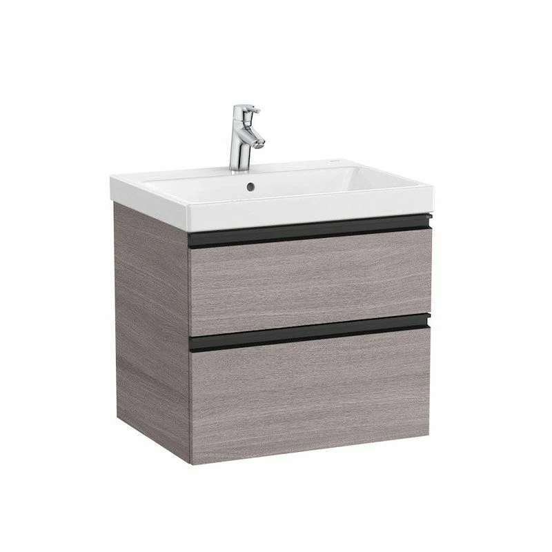 Roca Domi Unik 600mm Basin + Washbasin Unit 2 Drawers - City Oak - 851545402 1 Roca Domi Unik 600mm Basin + Washbasin Unit 2 Drawers - City Oak - 851545402