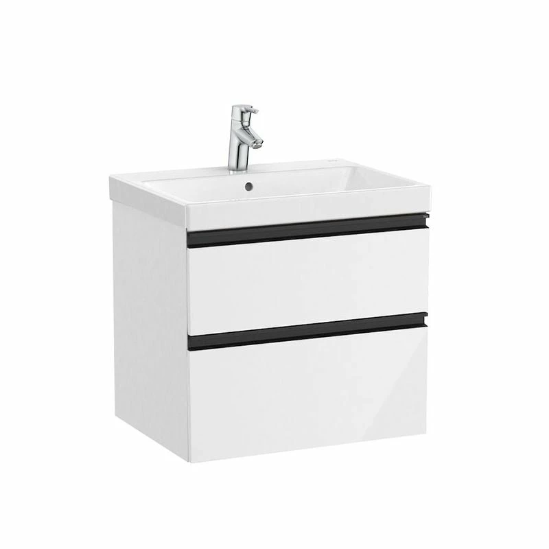 Roca Domi Unik 600mm Basin + Washbasin Unit 2 Drawers - Gloss White - 851545806 1 Roca Domi Unik 600mm Basin + Washbasin Unit 2 Drawers - Gloss White - 851545806