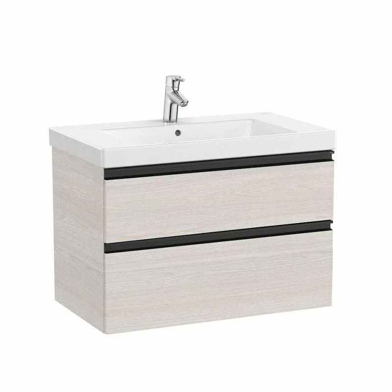 Roca Domi Unik 800mm Basin + Washbasin Unit 2 Drawers - Nordic Ash - 851546434 1 Roca Domi Unik 800mm Basin + Washbasin Unit 2 Drawers - Nordic Ash - 851546434