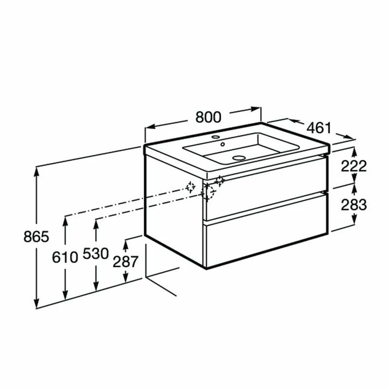 Roca Domi Unik 800mm Basin + Washbasin Unit 2 Drawers - Nordic Ash - 851546434 2 Roca Domi Unik 800mm Basin + Washbasin Unit 2 Drawers - Nordic Ash - 851546434 - Image 2