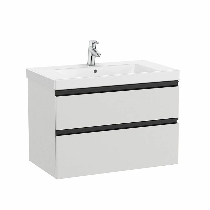 Roca Domi Unik 800mm Basin + Washbasin Unit 2 Drawers - Arctic Grey - 851546447 1 Roca Domi Unik 800mm Basin + Washbasin Unit 2 Drawers - Arctic Grey - 851546447