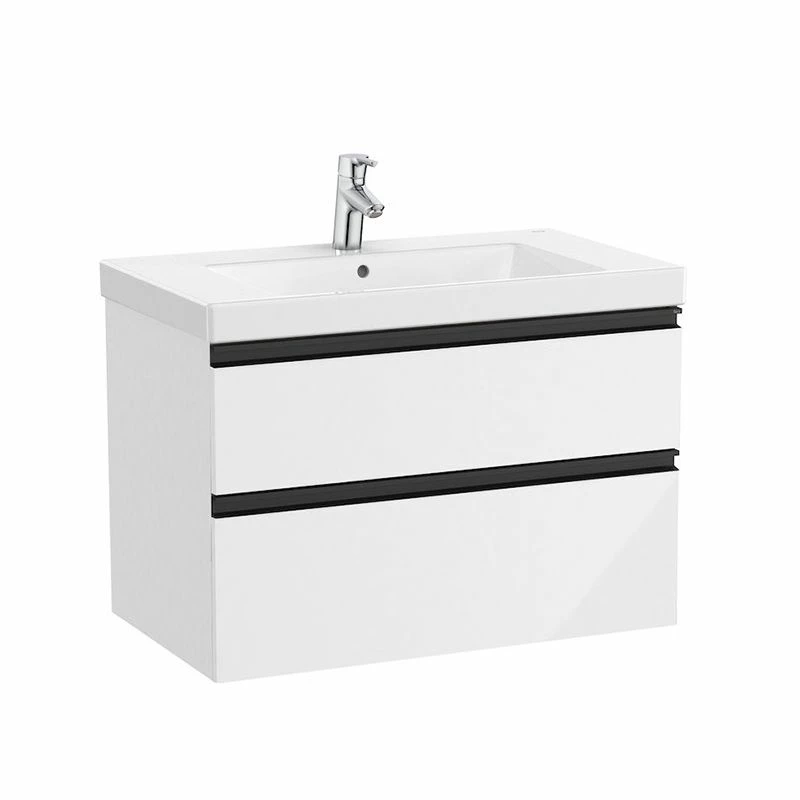 Roca Domi Unik 800mm Basin + Washbasin Unit 2 Drawers - Gloss White - 851546806 1 Roca Domi Unik 800mm Basin + Washbasin Unit 2 Drawers - Gloss White - 851546806
