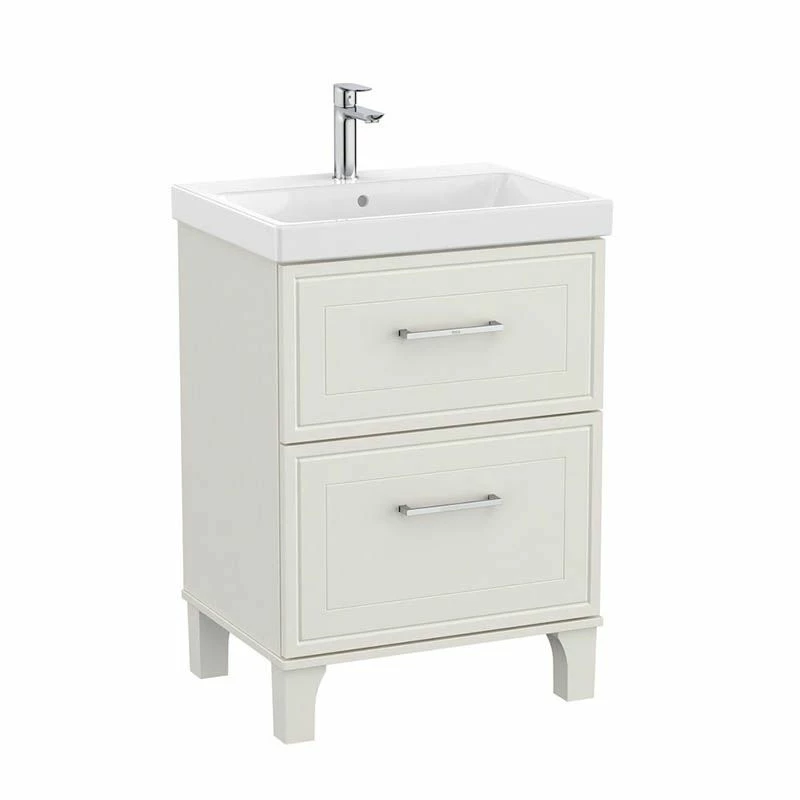 Roca Romea 600mm Unik 2 Drawer Basin Unit & Basin - Matte White - 851581415 1 Roca Romea 600mm Unik 2 Drawer Basin Unit & Basin - Matte White - 851581415