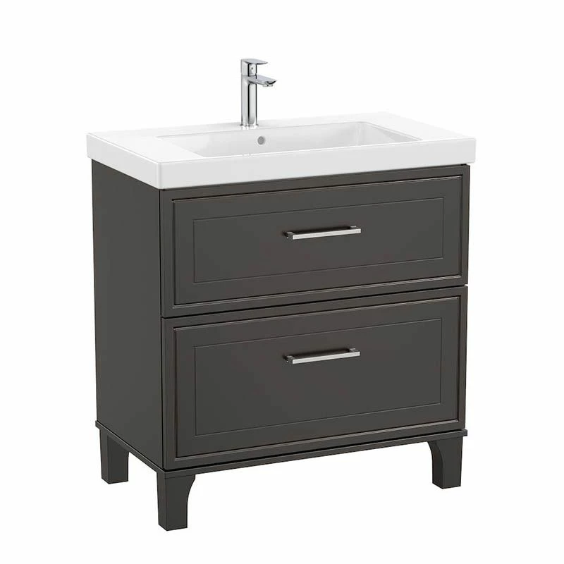 Roca Romea 800mm Unik 2 Drawer Basin Unit & Basin - Matte Dark Grey - 851582417 1 Roca Romea 800mm Unik 2 Drawer Basin Unit & Basin - Matte Dark Grey - 851582417