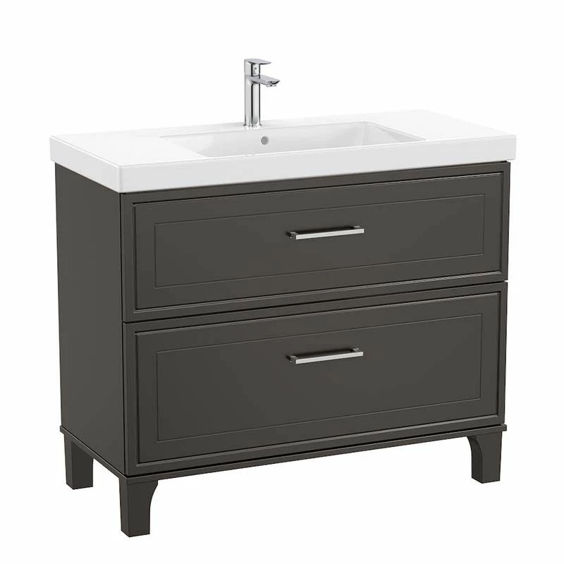 Roca Romea 1000mm Unik 2 Drawer Basin Unit & Basin - Matte Dark Grey - 851583417 1 Roca Romea 1000mm Unik 2 Drawer Basin Unit & Basin - Matte Dark Grey - 851583417