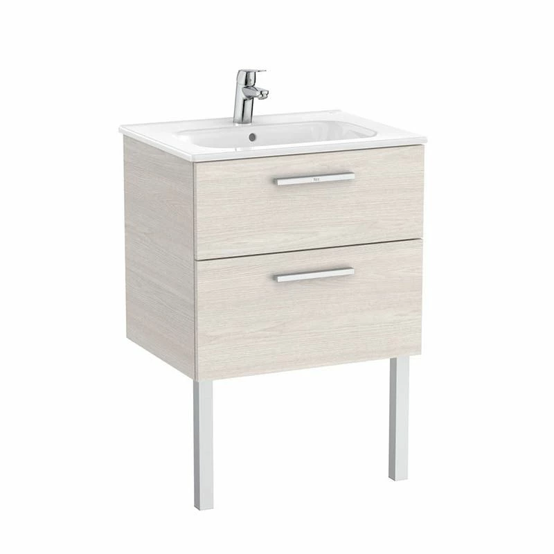 Roca Victoria Unik 600mm 2 Drawer Basin Unit & Basin - Nordic Ash - 851592434 2 Roca Victoria Unik 600mm 2 Drawer Basin Unit & Basin - Nordic Ash - 851592434 - Image 2