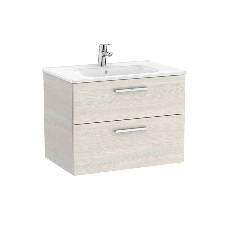 Roca Victoria Unik 700mm 2 Drawer Basin Unit & Basin - Nordic Ash - 851593434 1 Roca Victoria Unik 700mm 2 Drawer Basin Unit & Basin - Nordic Ash - 851593434