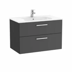 Roca Victoria Unik 800mm 2 Drawer Basin Unit & Basin - Anthracite Grey - 851594153