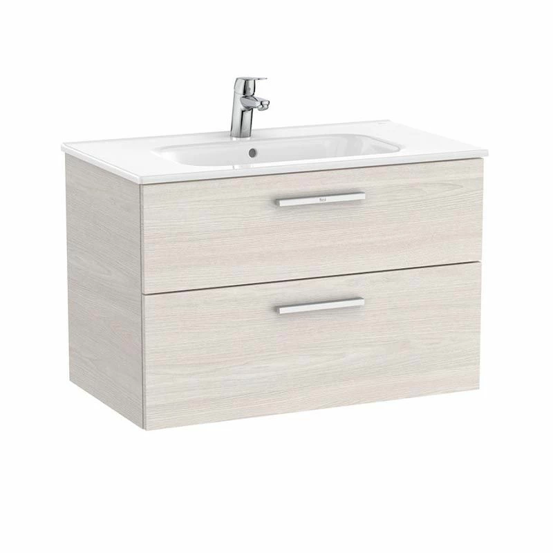 Roca Victoria Unik 800mm 2 Drawer Basin Unit & Basin - Nordic Ash - 851594434 1 Roca Victoria Unik 800mm 2 Drawer Basin Unit & Basin - Nordic Ash - 851594434