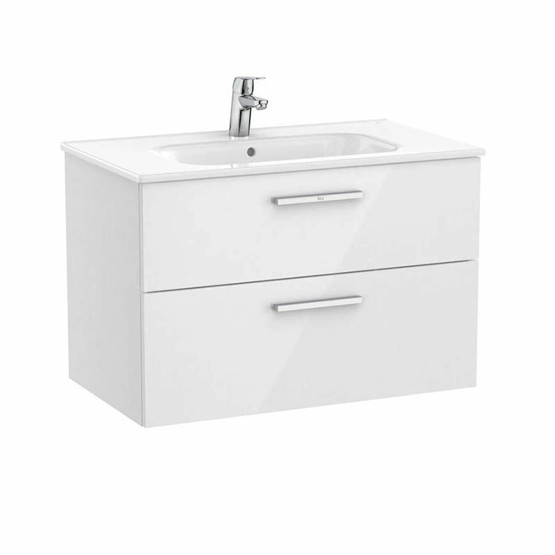 Roca Victoria Unik 800mm 2 Drawer Basin Unit & Basin - Gloss White - 851594806 1 Roca Victoria Unik 800mm 2 Drawer Basin Unit & Basin - Gloss White - 851594806