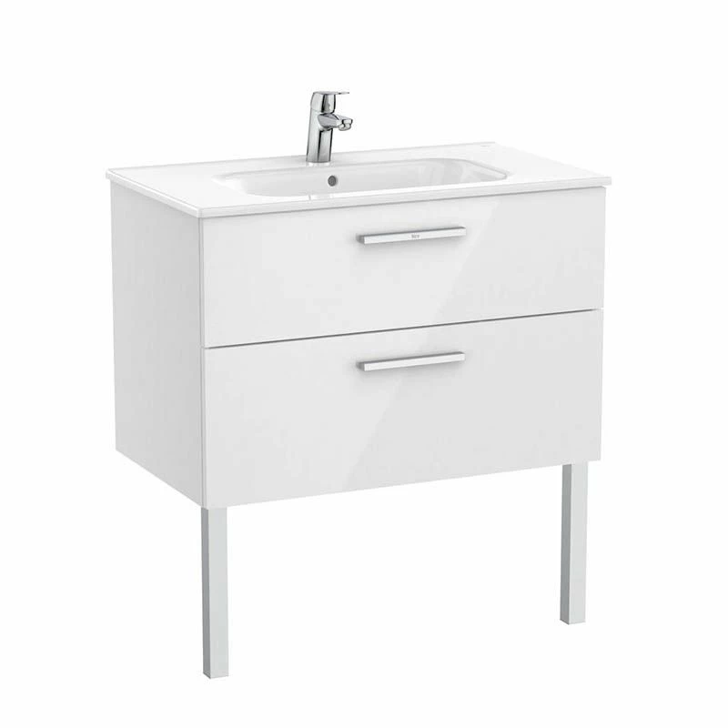 Roca Victoria Unik 800mm 2 Drawer Basin Unit & Basin - Gloss White - 851594806 2 Roca Victoria Unik 800mm 2 Drawer Basin Unit & Basin - Gloss White - 851594806 - Image 2