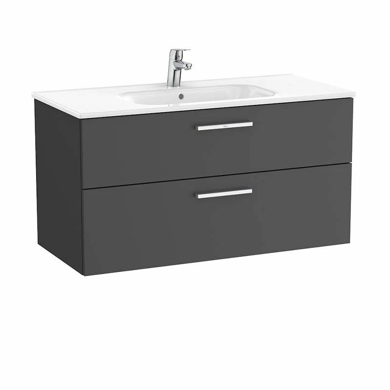 Roca Victoria Unik 1000mm 2 Drawer Basin Unit & Basin - Anthracite Grey - 851595153 1 Roca Victoria Unik 1000mm 2 Drawer Basin Unit & Basin - Anthracite Grey - 851595153