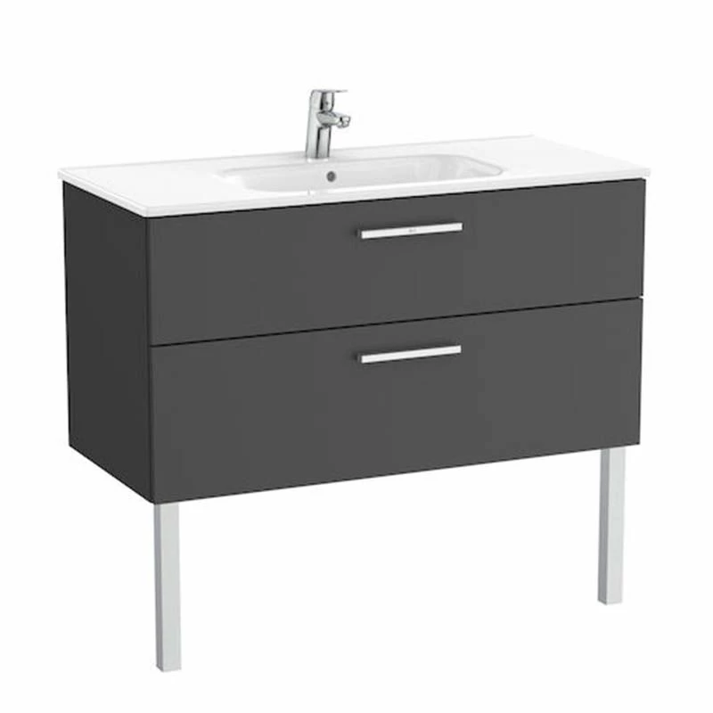 Roca Victoria Unik 1000mm 2 Drawer Basin Unit & Basin - Anthracite Grey - 851595153 2 Roca Victoria Unik 1000mm 2 Drawer Basin Unit & Basin - Anthracite Grey - 851595153 - Image 2