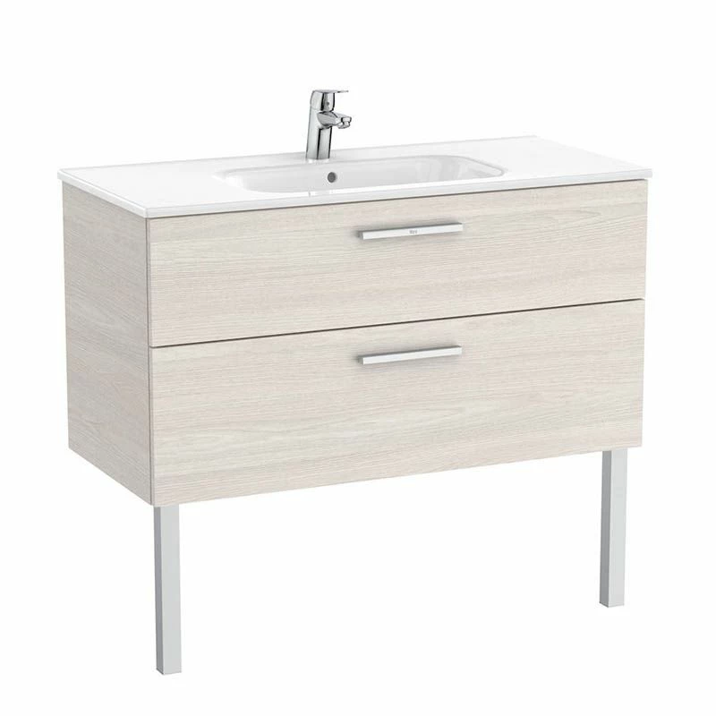 Roca Victoria Unik 1000mm 2 Drawer Basin Unit & Basin - Nordic Ash - 851595434 2 Roca Victoria Unik 1000mm 2 Drawer Basin Unit & Basin - Nordic Ash - 851595434 - Image 2