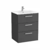 Roca Victoria Unik 600mm 3 Drawer Basin Unit & Basin - Anthracite Grey - 851596153