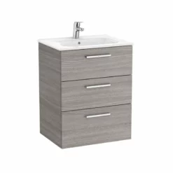 Roca Victoria Unik 600mm 3 Drawer Basin Unit & Basin - City Oak - 851596402