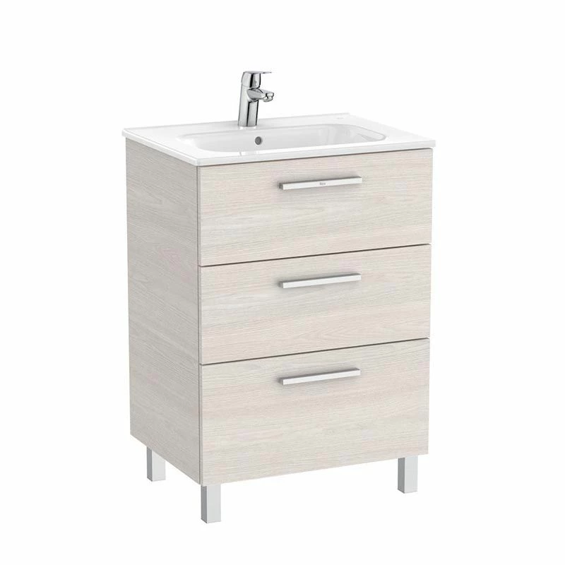 Roca Victoria Unik 600mm 3 Drawer Basin Unit & Basin - Nordic Ash - 851596434 2 Roca Victoria Unik 600mm 3 Drawer Basin Unit & Basin - Nordic Ash - 851596434 - Image 2