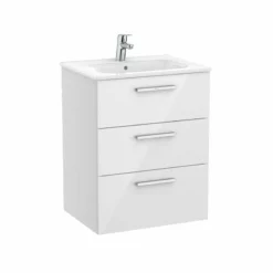 Roca Victoria Unik 600mm 3 Drawer Basin Unit & Basin - Gloss White - 851596806