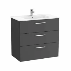 Roca Victoria Unik 800mm 3 Drawer Basin Unit & Basin - Anthracite Grey - 851597153