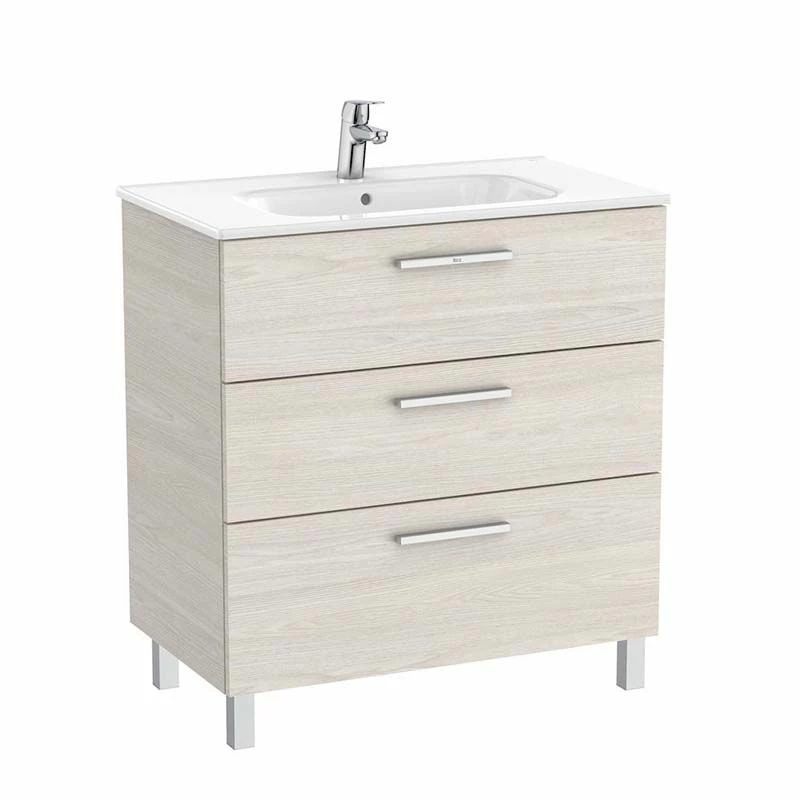 Roca Victoria Unik 800mm 3 Drawer Basin Unit & Basin - Nordic Ash - 851597434 2 Roca Victoria Unik 800mm 3 Drawer Basin Unit & Basin - Nordic Ash - 851597434 - Image 2