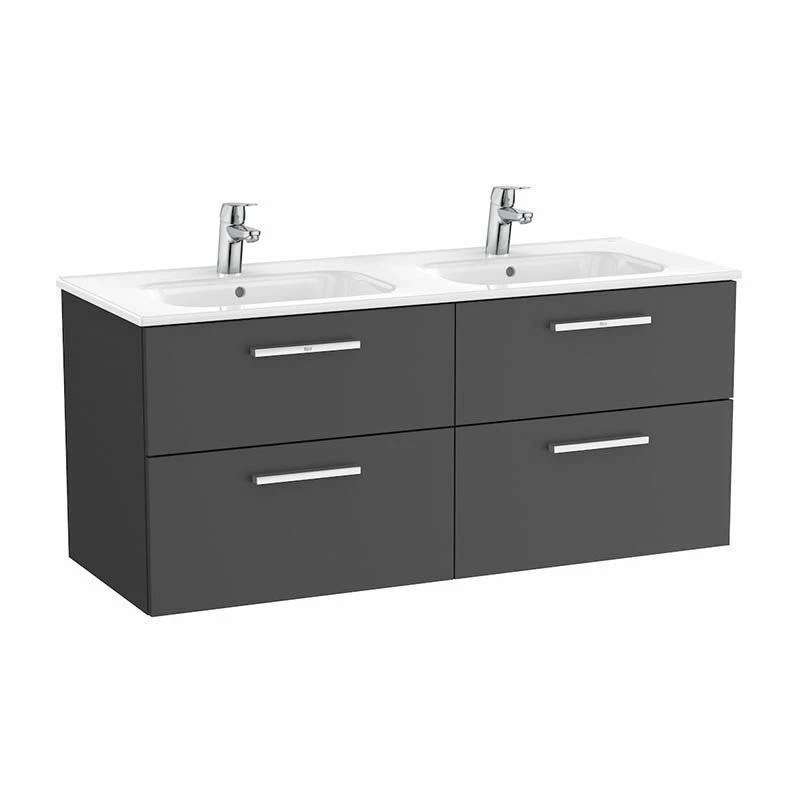 Roca Victoria Unik 1200mm 4 Drawer Basin Unit & Basin - Anthracite Grey - 851599153 1 Roca Victoria Unik 1200mm 4 Drawer Basin Unit & Basin - Anthracite Grey - 851599153