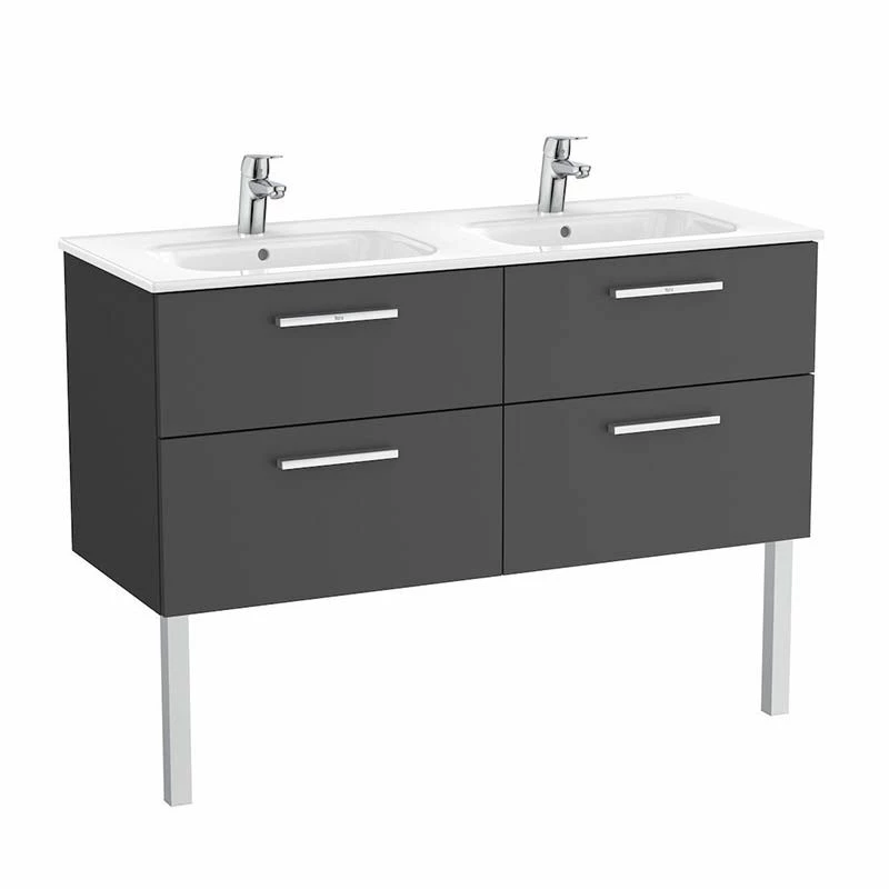 Roca Victoria Unik 1200mm 4 Drawer Basin Unit & Basin - Anthracite Grey - 851599153 2 Roca Victoria Unik 1200mm 4 Drawer Basin Unit & Basin - Anthracite Grey - 851599153 - Image 2