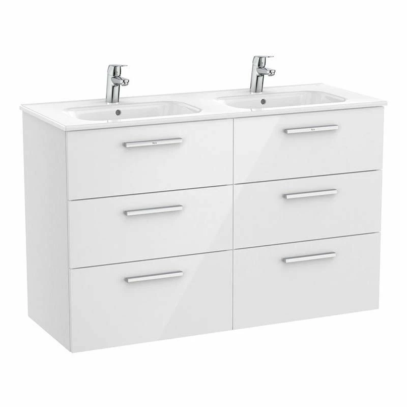 Roca Victoria Unik 1200mm 6 Drawer Basin Unit & Basin - Gloss White - 851601806 1 Roca Victoria Unik 1200mm 6 Drawer Basin Unit & Basin - Gloss White - 851601806