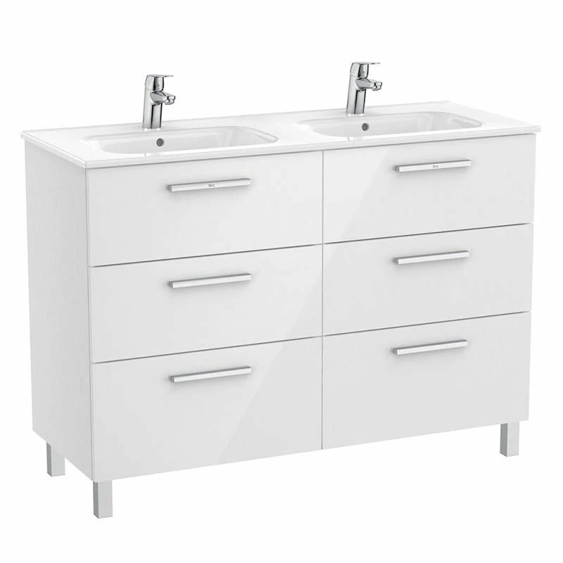 Roca Victoria Unik 1200mm 6 Drawer Basin Unit & Basin - Gloss White - 851601806 2 Roca Victoria Unik 1200mm 6 Drawer Basin Unit & Basin - Gloss White - 851601806 - Image 2