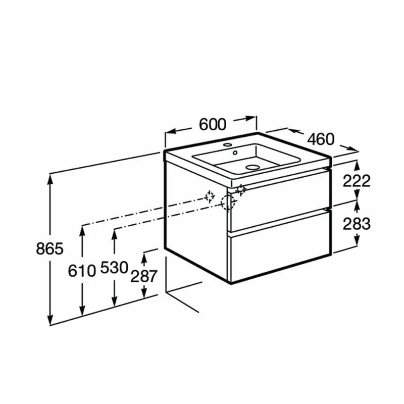 Roca Domi Unik 550mm Basin + Washbasin Unit 2 Drawers - Nordic Ash - 851626434 2 Roca Domi Unik 550mm Basin + Washbasin Unit 2 Drawers - Nordic Ash - 851626434 - Image 2