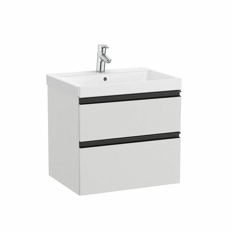 Roca Domi Unik 550mm Washbasin Unit 2 Drawers - Arctic Grey - 851626447 1 Roca Domi Unik 550mm Washbasin Unit 2 Drawers - Arctic Grey - 851626447