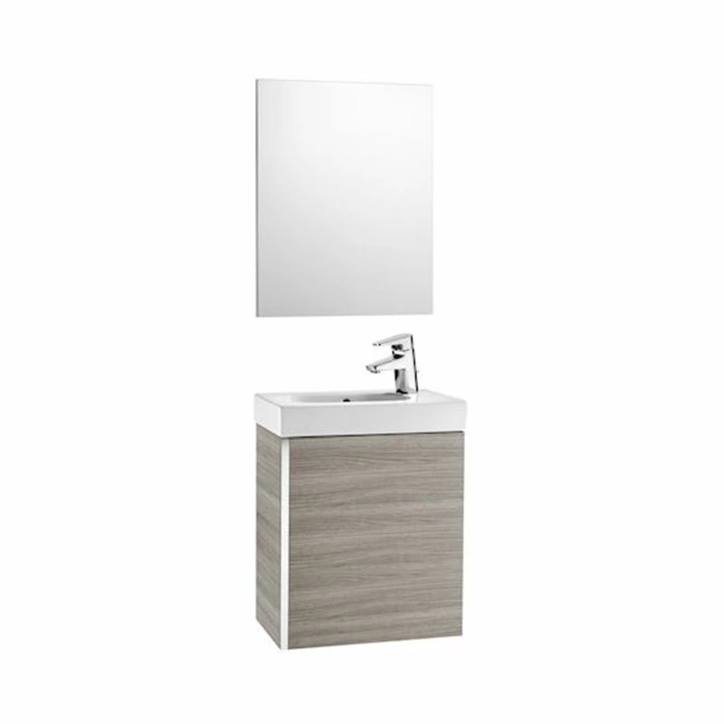 Roca Mini 450mm Basin Unit With Basin & Mirror - Textured Grey - 855865156 1 Roca Mini 450mm Basin Unit With Basin & Mirror - Textured Grey - 855865156
