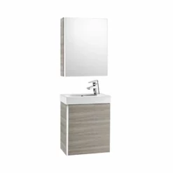 Roca Mini 450mm Basin Unit With Basin & Mirrored Cabinet - Textured Grey - 855866156