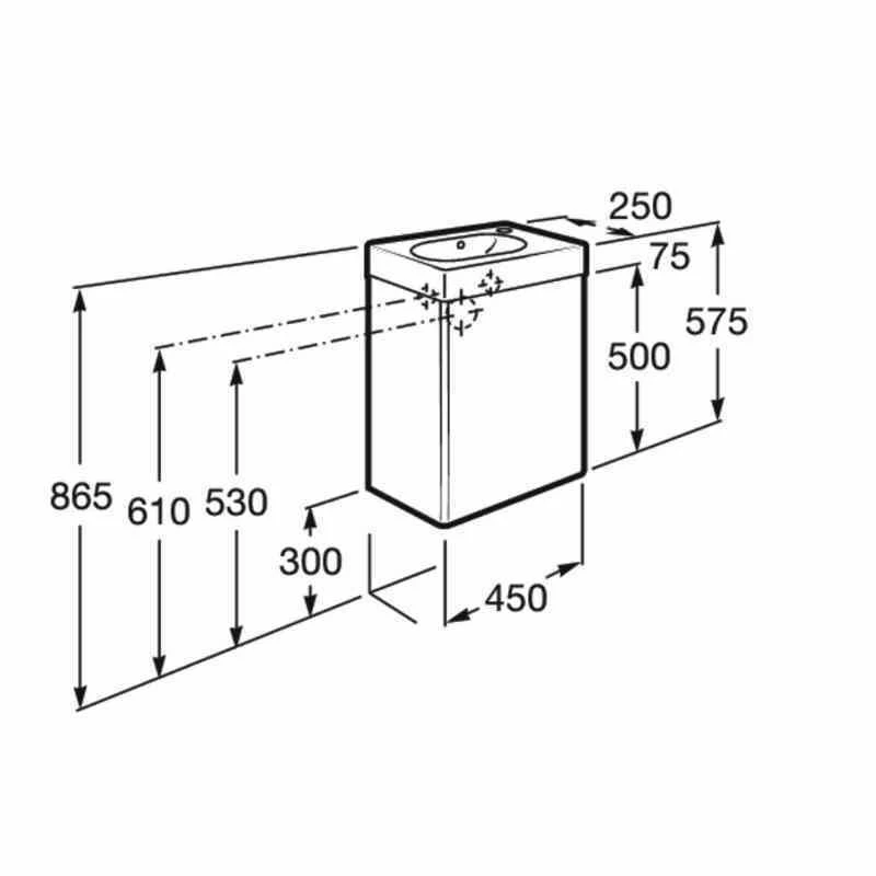 Roca Mini 1 Door Vanity Unit & Basin 450mm - Gloss White - 855873806 2 Roca Mini 1 Door Vanity Unit & Basin 450mm - Gloss White - 855873806 - Image 2