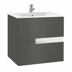Roca Victoria-N 2 Drawer Vanity Unit & Basin 600mm - Anthracite Grey - 855834153
