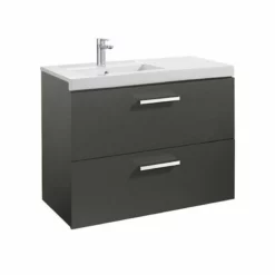 Roca Prisma 900mm Wall Hung Basin Unit 2 Drawer - Gloss Anthracite - 856883153