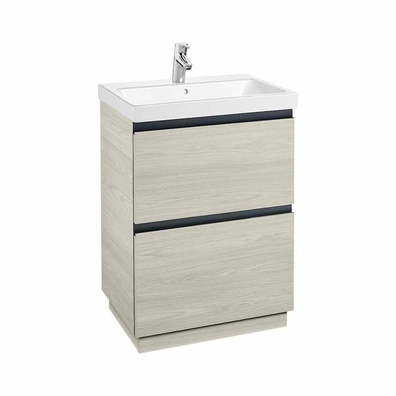 Roca Lander 600mm 2 Drawer Basin Unit - Nordic Ash - 857266434 1 Roca Lander 600mm 2 Drawer Basin Unit - Nordic Ash - 857266434