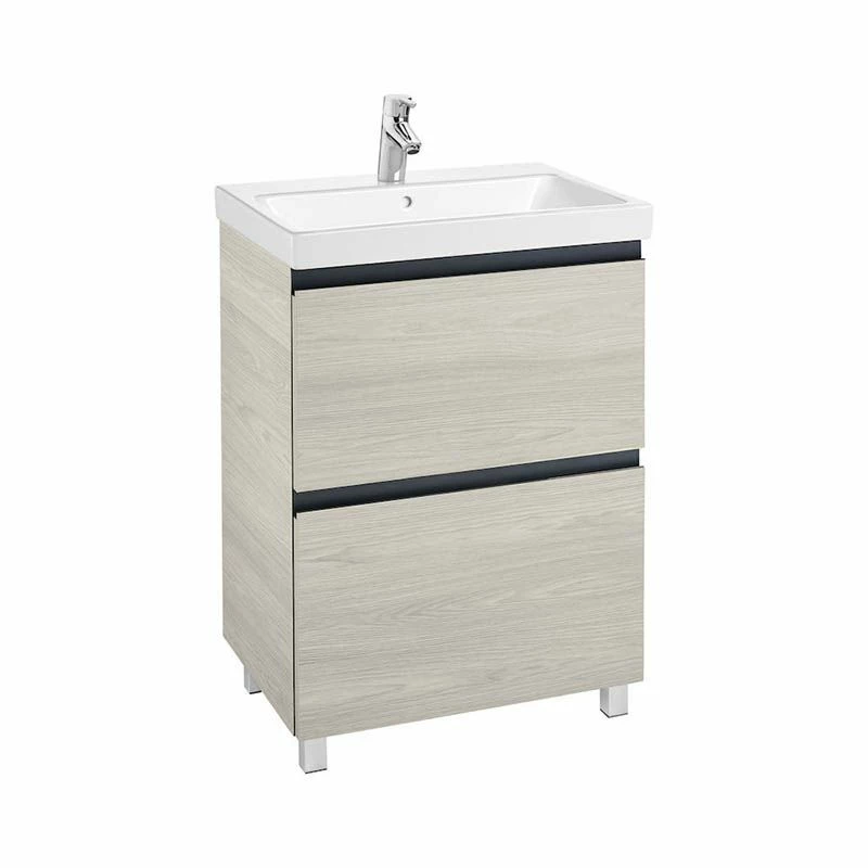 Roca Lander 600mm 2 Drawer Basin Unit - Nordic Ash - 857266434 2 Roca Lander 600mm 2 Drawer Basin Unit - Nordic Ash - 857266434 - Image 2