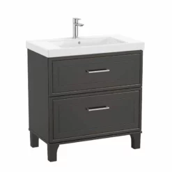 Roca Romea 800mm Unik 2 Drawer Vanity Unit - Unit Only - Matte Dark Grey - 857491417