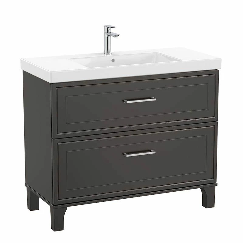 Roca Romea 1000mm Unik 2 Drawer Vanity Unit - Unit Only - Matte Dark Grey - 857492417 1 Roca Romea 1000mm Unik 2 Drawer Vanity Unit - Unit Only - Matte Dark Grey - 857492417