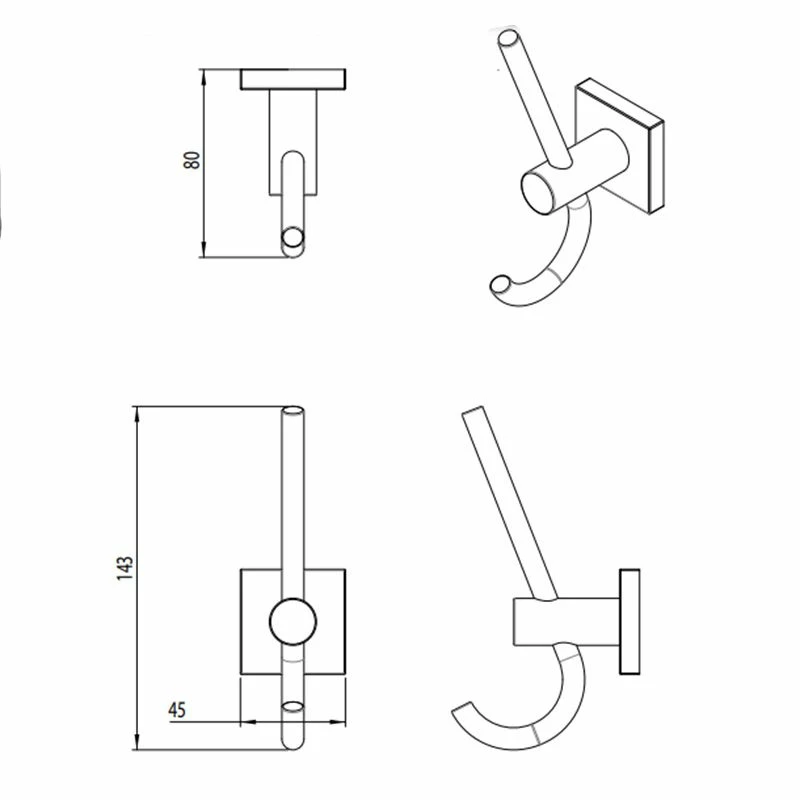 Miller Atlanta Double Robe Hook Black - 8812B 2 Miller Atlanta Double Robe Hook Black - 8812B - Image 2